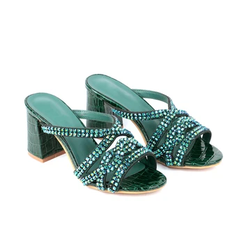 Designer custom round peep-toe heels luxury wedding dress fashion diamond summer sandals for women