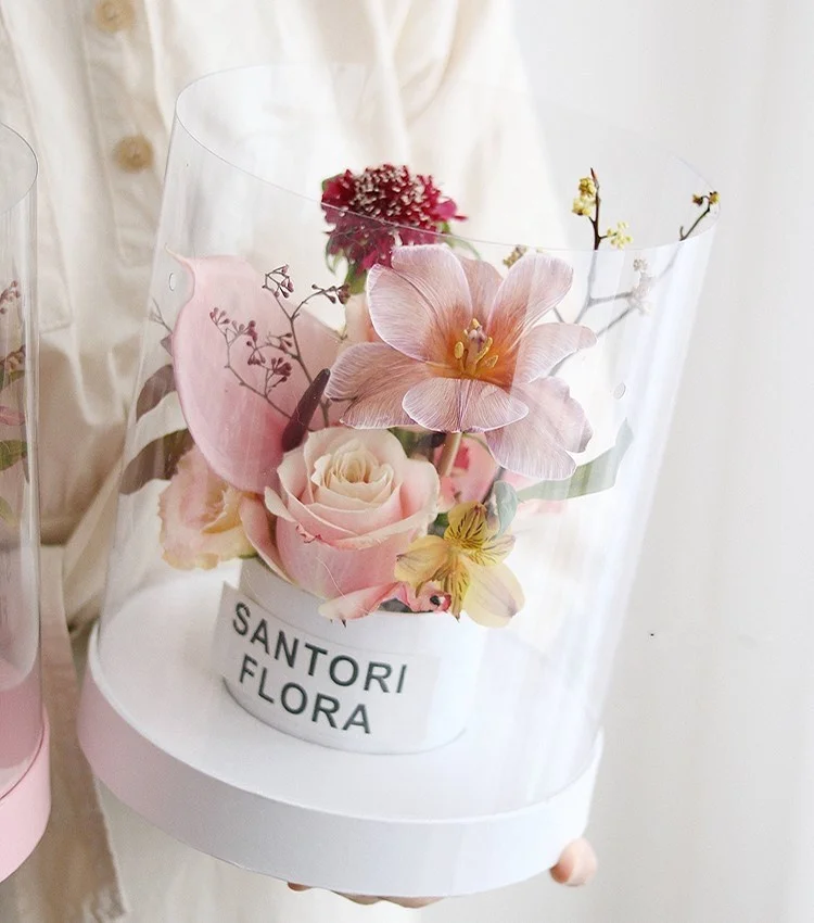 PATIKIL Blumen-Geschenkboxen, 12 Stück, Trapezförmig Mit Griff – Weiß & Schwarz Für Blumensträuße