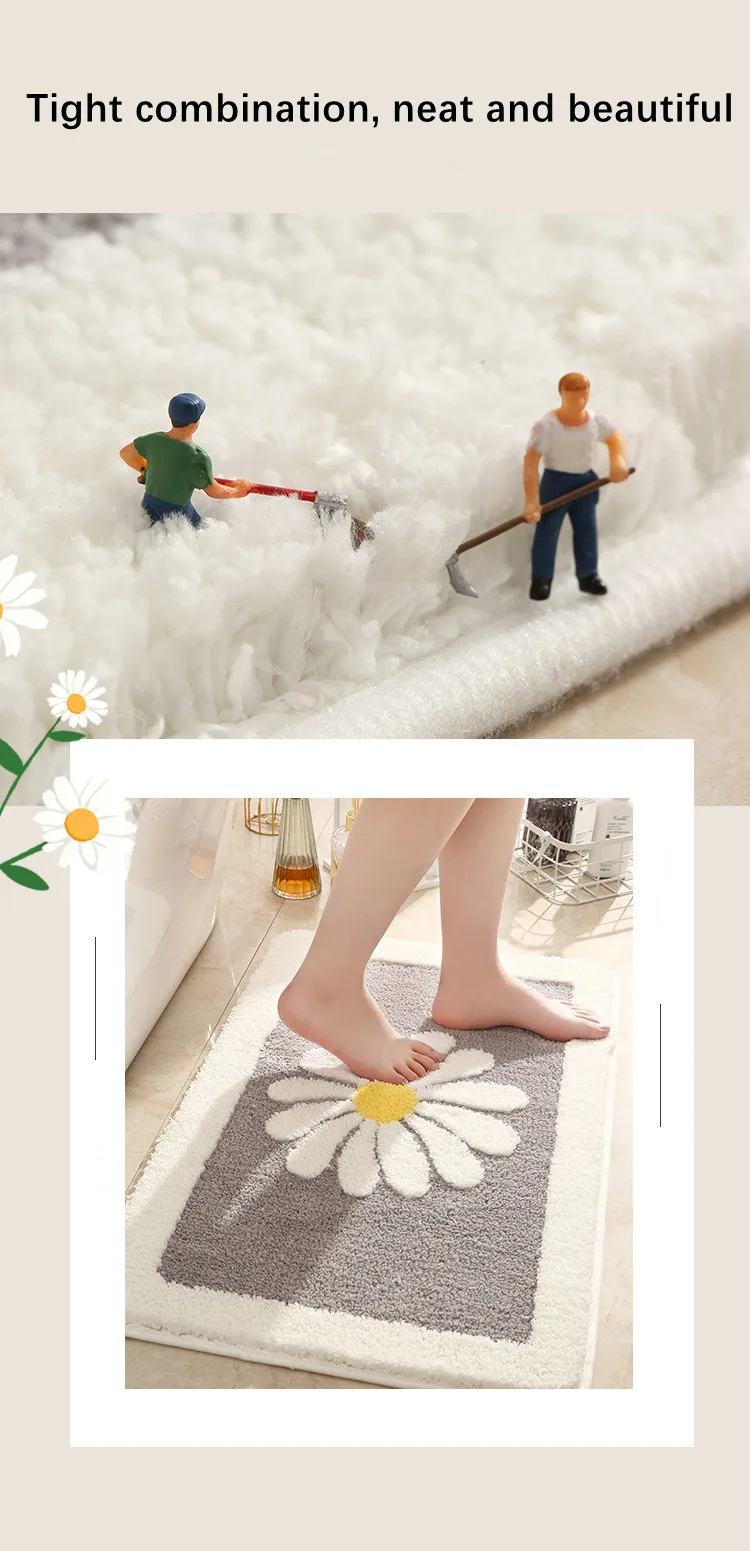 Top luxury Bathroom Rugs And Mats On Sale Long Bath Mats Customized Color Non Slip Chrysanthemum Shower Bath Mats manufacture