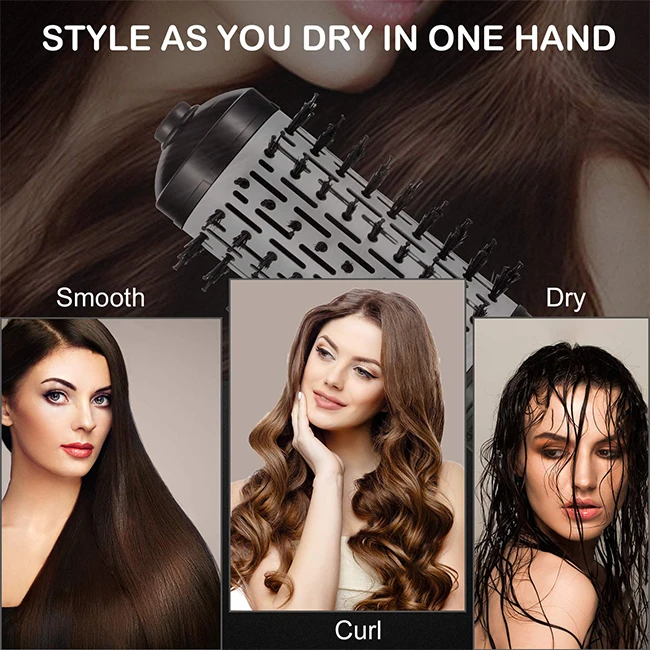 Interchangeable Hot Air Brush One Step Hair Brush Dryer Comb 1000w Hair