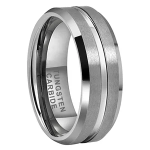 Coolstyle Jewelry 8mm Grooved Beveled Edges Wholesale Tungsten Carbide Ring for Men Women Fashion Engagement Wedding Band
