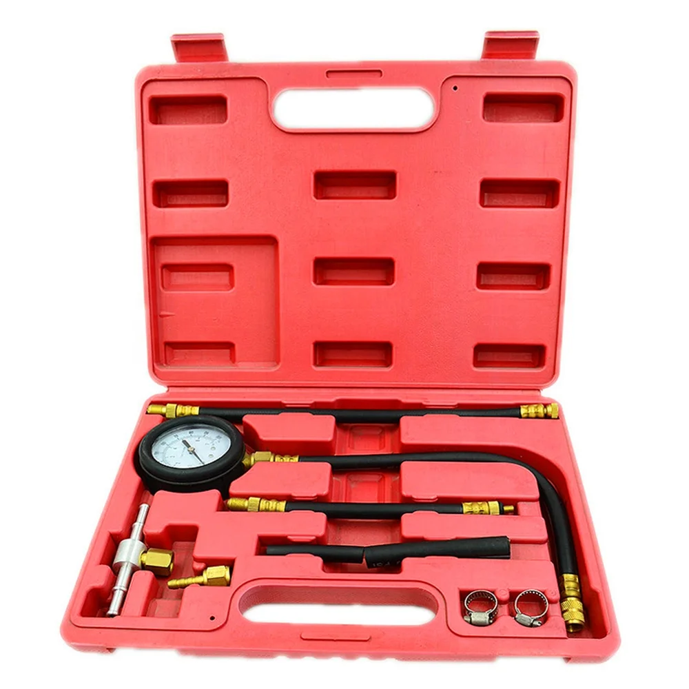 11pcs Automotive Fuel Injection Pump Injector Tester Kit Pressure Gauge Test Gasoline 0100psi