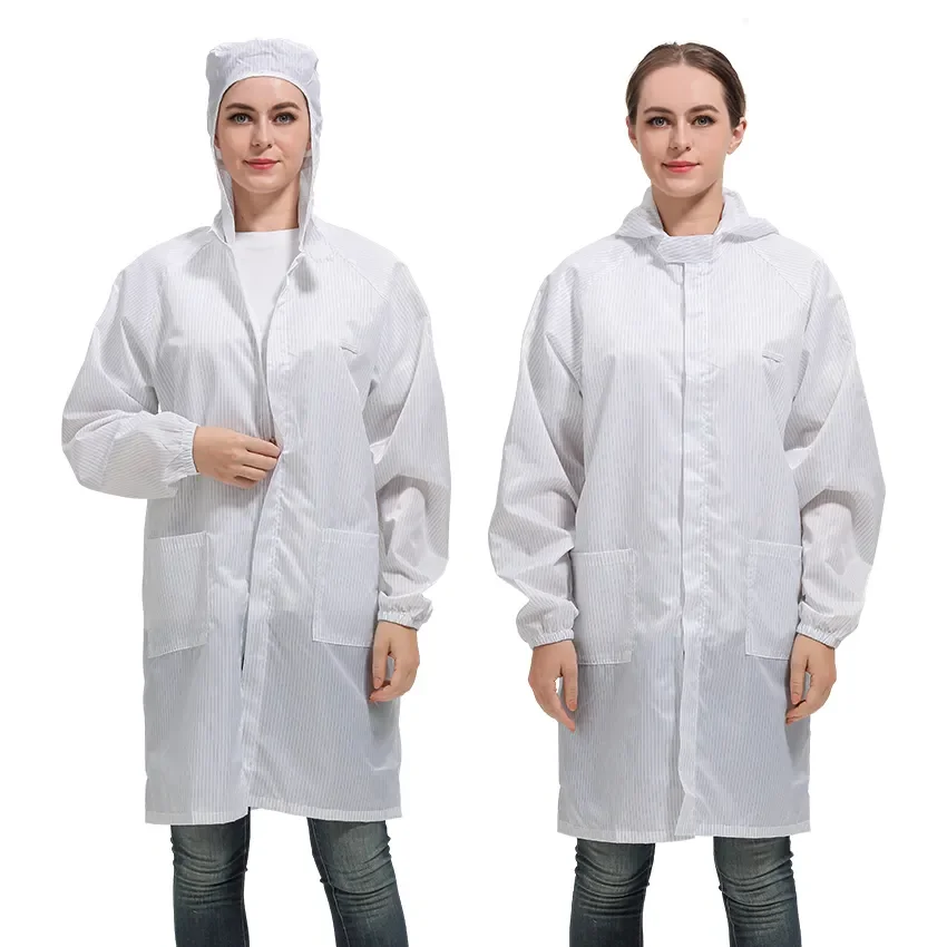 ESD LAB Coat Dust-Proof Hooded Anti-Static Work Gown Cleanroom Clothes Safety Clothing