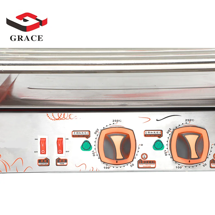 New Stainless Steel Hot Dog Commercial 7 Rollers Snack Equipment Red Electric Automatic Making Machine