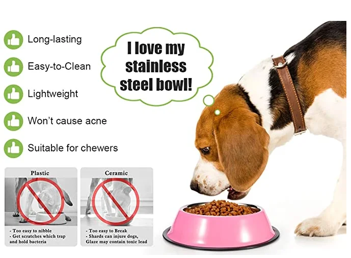Dog Food Water Non Slip Anti Skid Stackable Pet Puppy Dishes for Small  Medium Large Dogs Pet Bowls FREE SAMPLS Stainless Steel