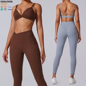 XW-YWX2897 Wholesale New Design Chest Pad Versatile Gym Clothing Breathable Cross Back Women Custom v Neck Yoga Sports Bra