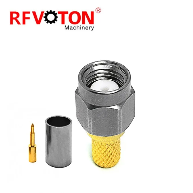 Edelstahl-Mutter, SMA-Männlich-Stecker mit vergoldeter Stiftkontaktierung für LMR195-LMR200-RG58-RG142-RG223-Kabel, drahtlose Antenne, HF-Jumper-Baugruppe