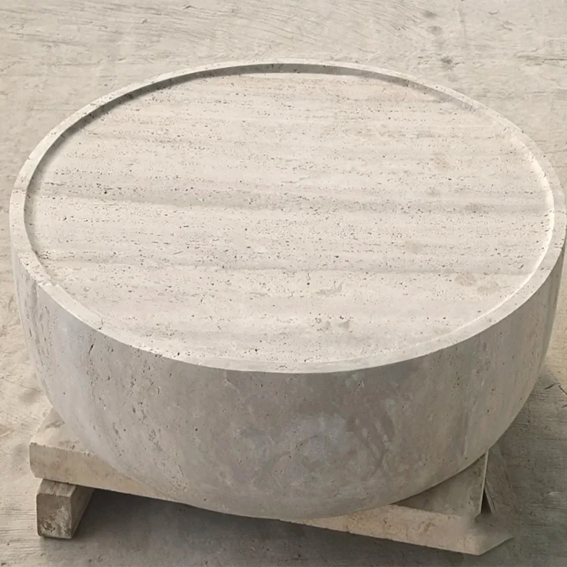 product modern  nature stone myra beige travertine minimalist coffee table for living room and dining area-3