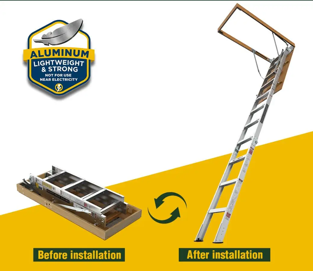 Telescopic Aluminium Attic Ladder - Retractable Loft Stairs for ...