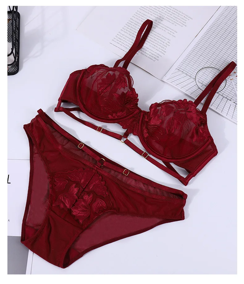 Red Custom Made Logo And Package French Lace Bralette Underwear Set at Best  Price in Guangzhou