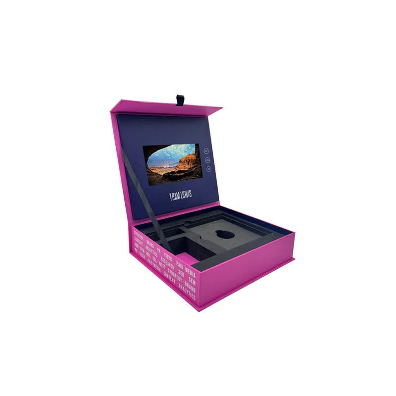 Promotional Customized Video Gifts Box with 5 Inch 7 10 Lcd Screen Book for Invitation