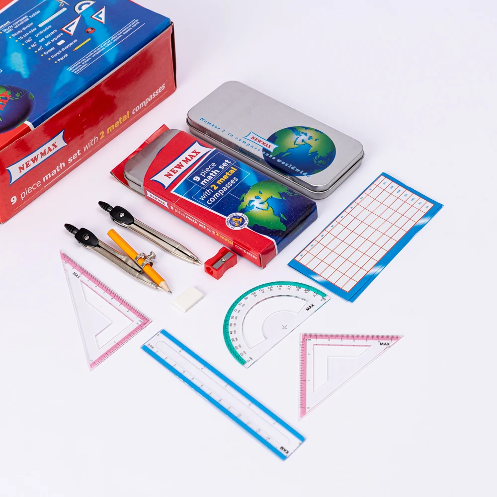 Набор для математической геометрии набор компаса 9 шт. включает линейки 2 компасы ластик точилка карандашей карандаш рисунков