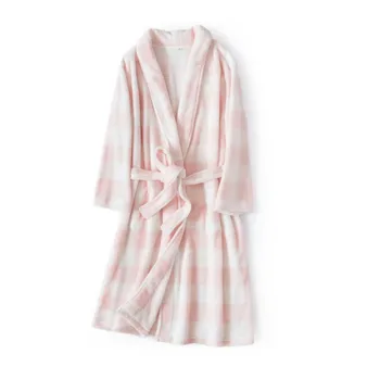 PLHFREYA Warm polyester fleece print robe home sleepwear for woman and girl