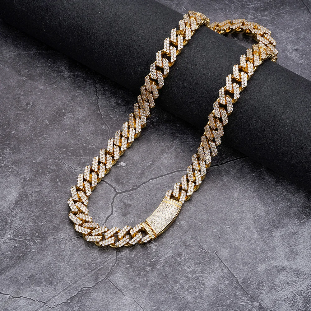 12mm Iced Out Cuban Link Chain & Bracelet Set - 18K/White Gold Plated With Prong-Set CZ Diamonds - View #4