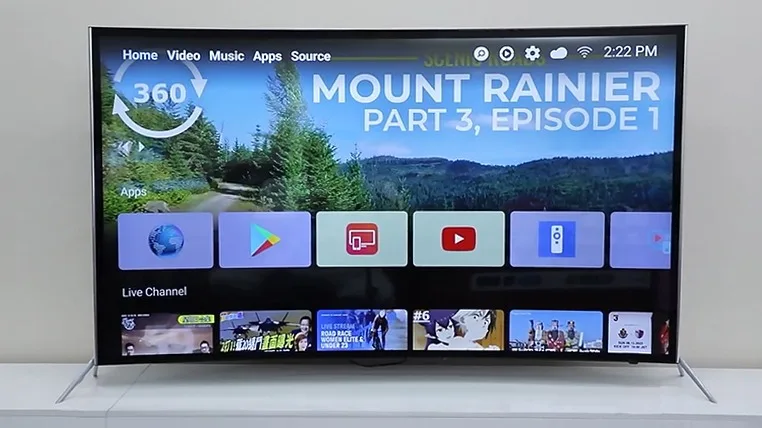 湾曲した画面50インチスマートAndroidLED TV Ultra HD4Kスマートテレビ
