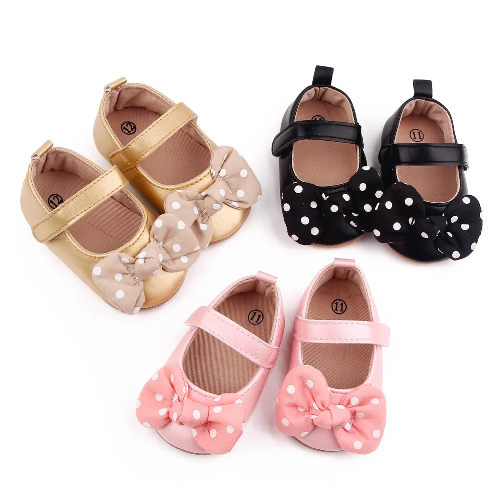 Wholesale Spring Autumn Baby Princess Shoes Girls Polka Dot Bow-knot Walking Toddler Shoes 2025 supplier