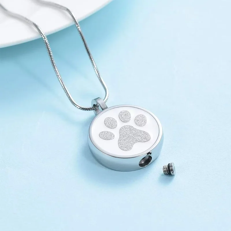 Pet Cremation Jewelry Paw Print Urn Necklace for Ashes for Women Men ...