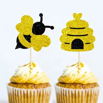 Bee Cupcake Toppers Gender Reveal Honey Bee Bumble Bee 