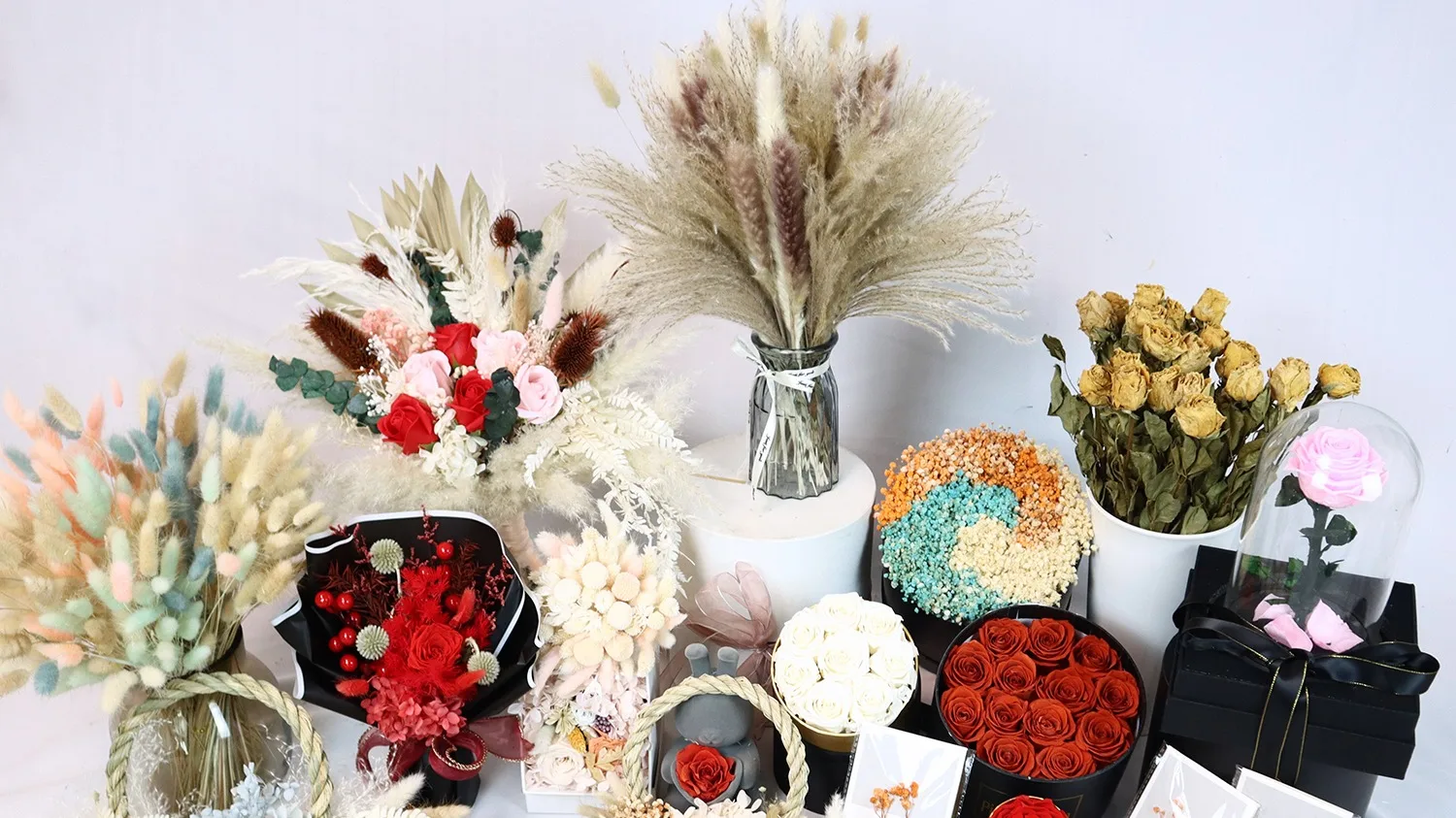 Zante Diy Dry Flower Bouquet Home Decoration Small Pampas Bunny Tails 15 Inched Small Dried