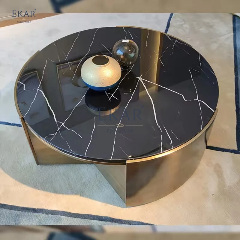 product modern round coffee table with marble top and metal base for living room-63