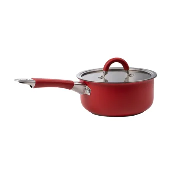 Red Stainless Steel Cooking Pan Saucepan with SS Lid Kitchen Red Milk Pan