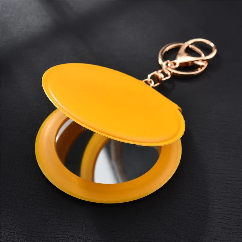 Wholesale Cute Pu Leather Doublesided Round Mirror Mini Folding Pocket
