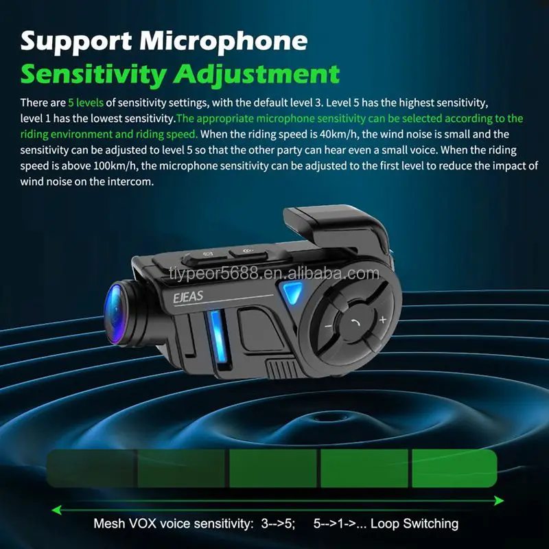 product tiypeor ejeas 1km motorcycle bluetooth system intercomunicador mesh camera for motorcycle helmet headset 2k wifi video intercom-4