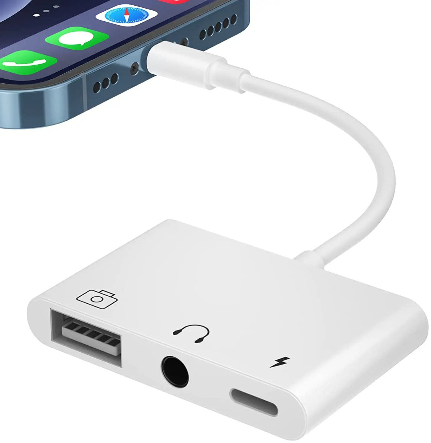 Usb To Phone Adapter,3 In 1 Usb Otg Adapter With Charging Port And 3.5