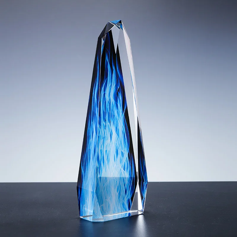 Factory custom k9 crystal color print Blue Iceberg trophy can be awarded iceberg trophy supplier