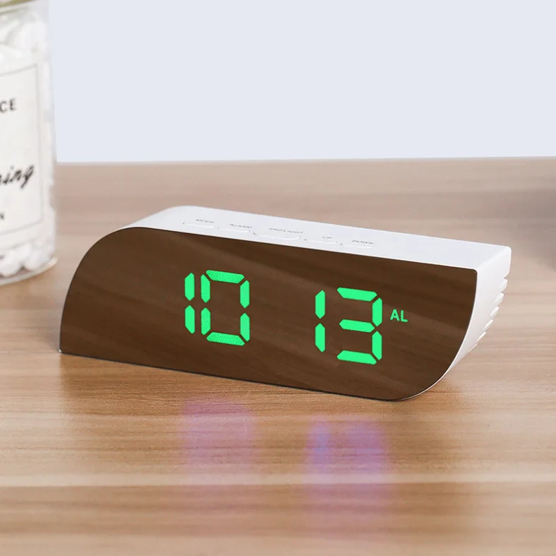 Home Bedroom Personalized Creative Led Mirror Digital Electronic Clock Desktop Snooze Temperature Humidity Alarm Clock