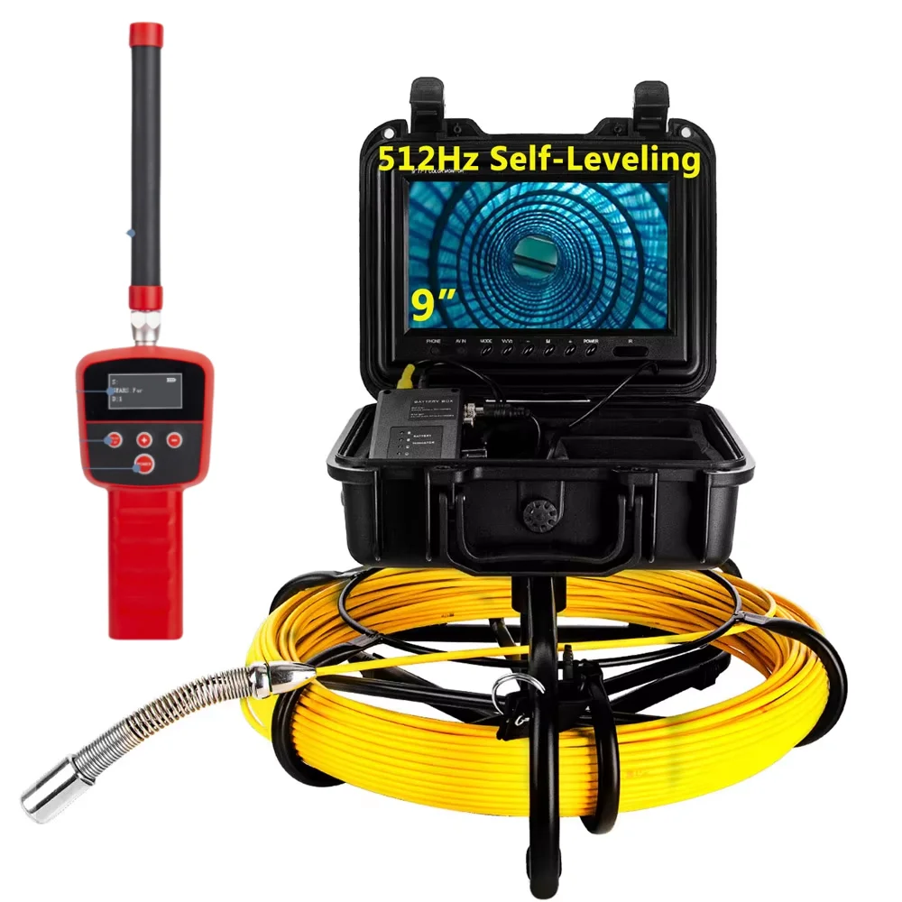 Sewer Camera 512Hz Locator 9Inch 1080P HD Screen with 16GB DVR Video Recording,Pipe inspection Camera 12 Adjustable LEDs for Sewer Line-Factory Directly
