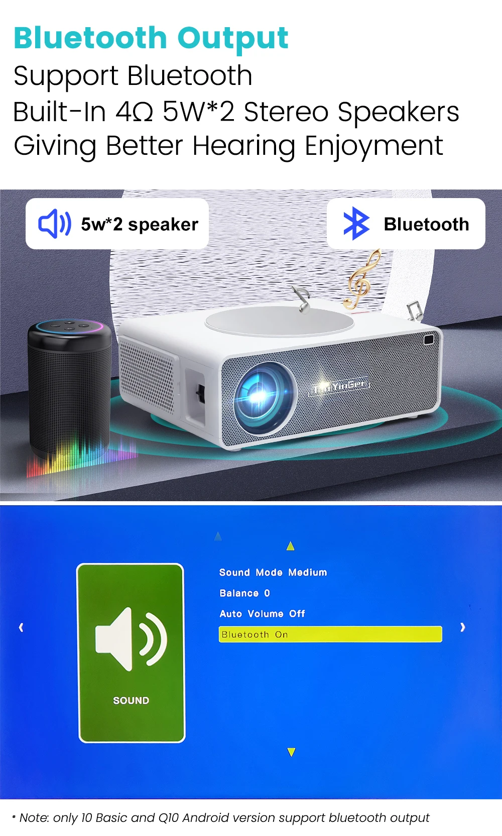 Touyinger Q10 Smart Android Beamer - 4K Home Theater Projector