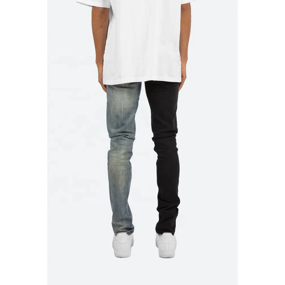 Diznew пользовательские модные мужские хлопковые черные и синие джинсовые контрастные джинсы брюки для