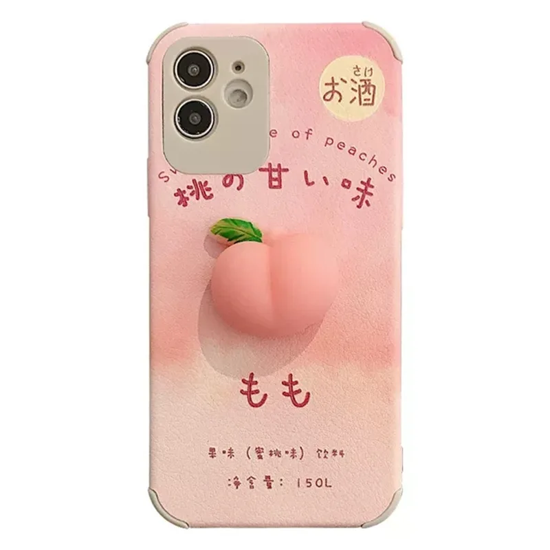 2021 Unique 3D Cute Fruit Pink Girl Silicone Phone Cases for iPhone 12 Pro Mobilephone Back Cover