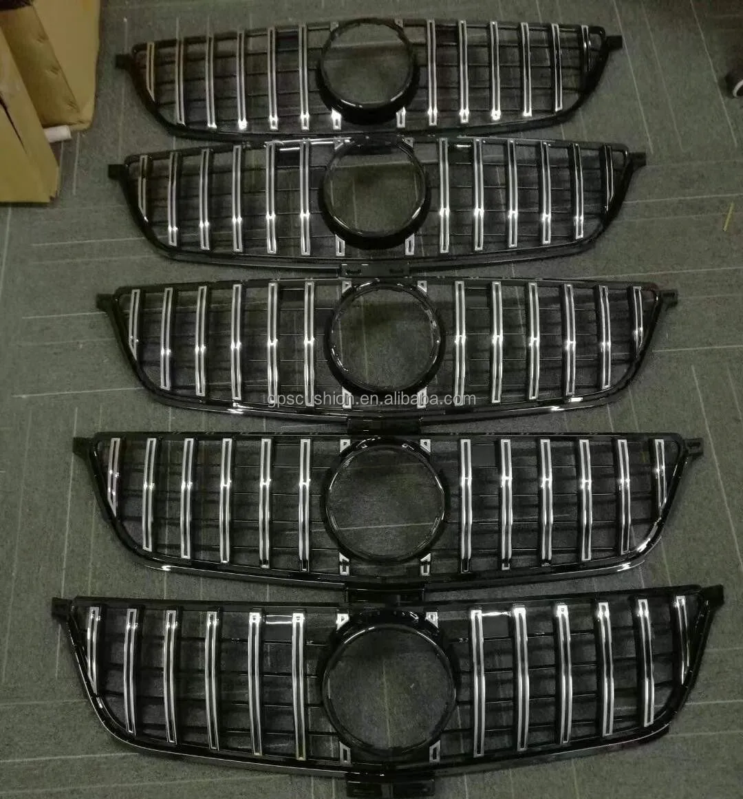 GTR Style Front Grille For Mercedes Benz GLE W166 2016-2019 - Gloss Black With Chrome Accents