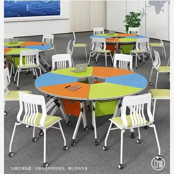 School Furniture Free Combination Foldable Student Desk Smart Classroom Mobile  Folding Tables  For Middle Primary High School