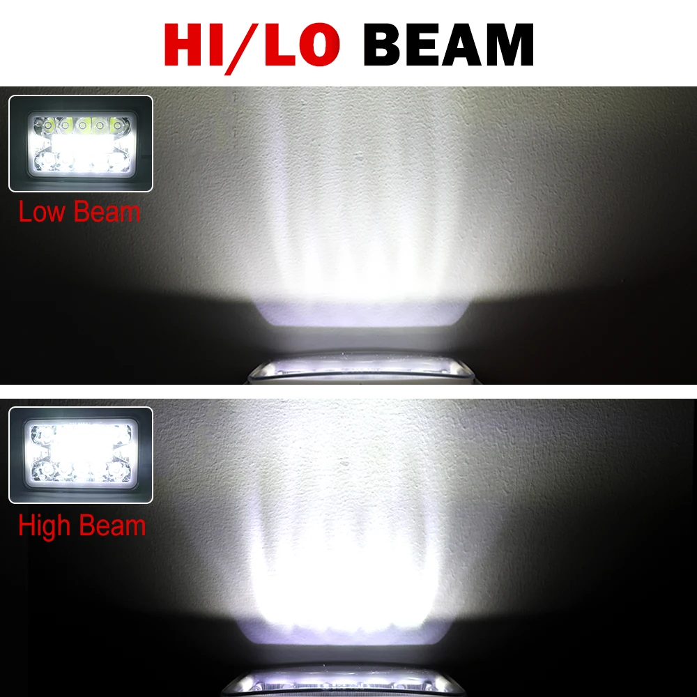 High Power 4x6 Rectangular LED Headlight 72w 5inch Square Led Lights for Car Replacement Truck Kenworth