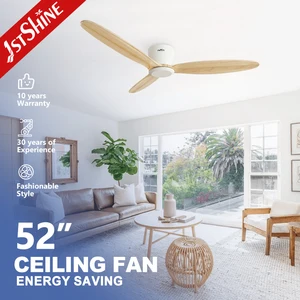 1stshine Ceiling Fan White Finish Wooden Blades Remote Control Ceiling Fan for Low Ceiling