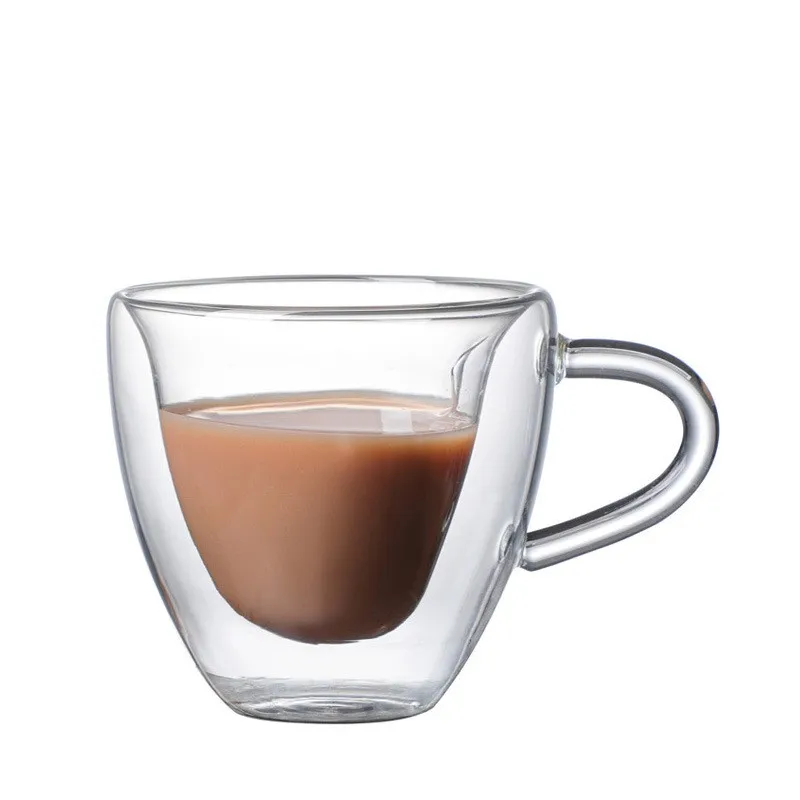 Heart-Shaped Double-Layer Ceramic Porcelain Coffee Cup 80ml-240ml High Borosilicate Heat-Resistant Glass