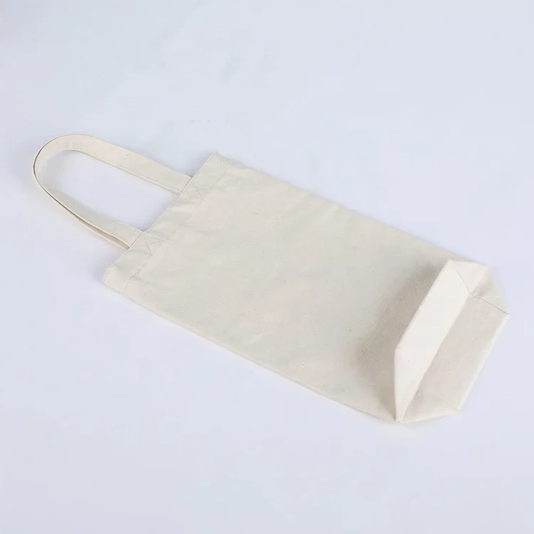 Manufacture Custom Logo Single Bottle Cotton Canvas Wine Carrier Tote Bags With Water Bottle Holder