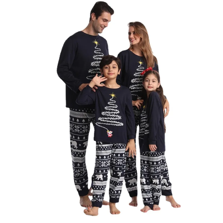 Wholesale Christmas Pajamas Xmas Unisex Winter Long Sleeve Cotton Family Christmas Pajamas