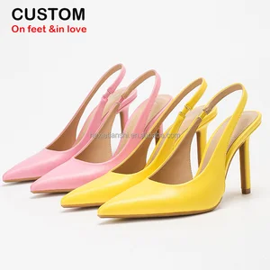 1211-5 Summer Female Fashion Slip-On Sandals 9.5cm High Thin Heels Sexy Pointed Toe Single Strap Back Empty Slim Styles