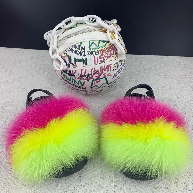 Fluffy Fur Slides And Purse Set Shoes Furry Slides And Purse Set