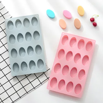 Allforhome 15-Cavity Oval Toast Silicone Mold - Cake, Soap, Chocolate, Ice Cube DIY Baking Mold