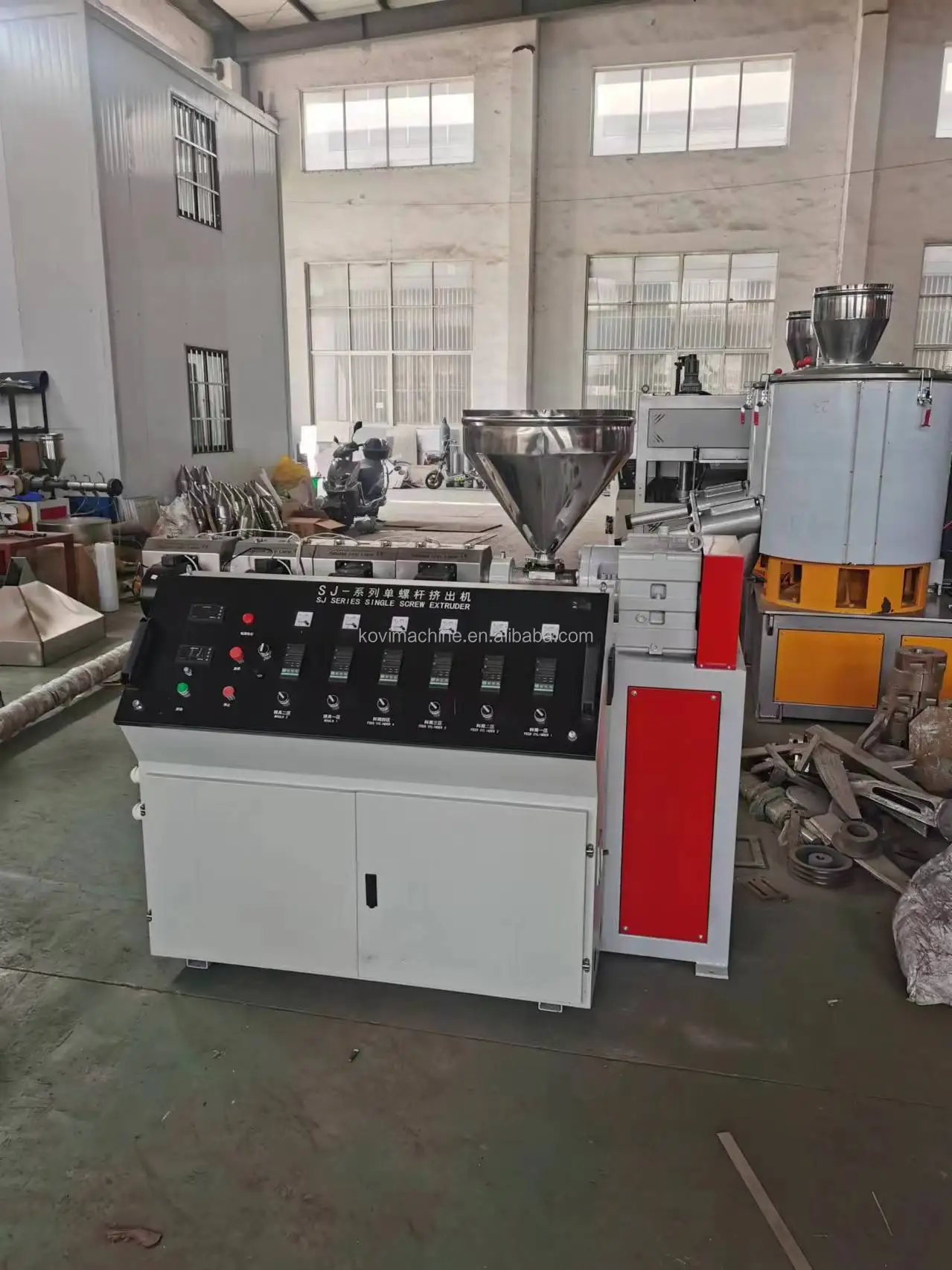 Plastic Bottle Fiber Extruder Machine Single Screw Polyester Fiber ...