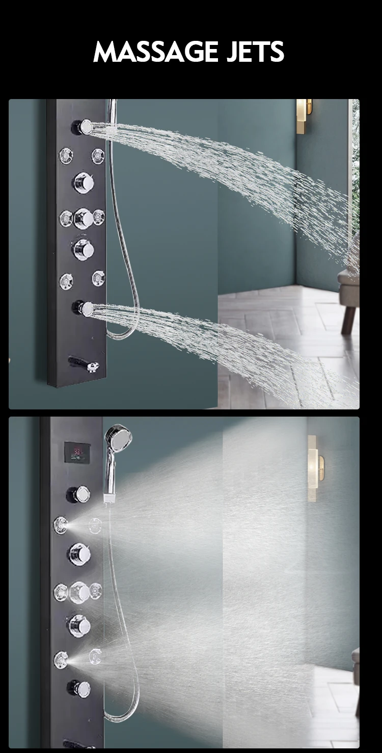 Modern Rain Shower Tower System Bathroom Wall Mounted Shower Column Set
