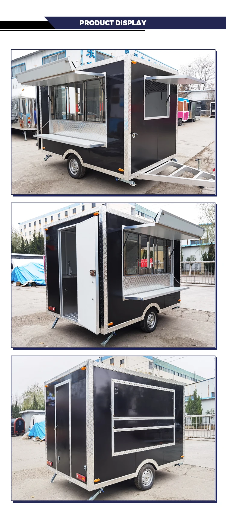 Tune Street Food Cart Trailer Dining Car Food Mobile Cart Bakery Food