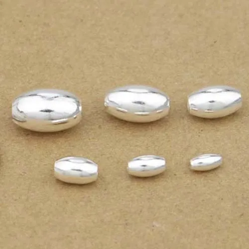 Sterling Silver (0.925) Rice/Oval Beads 10 or 20 pcs - 3x4