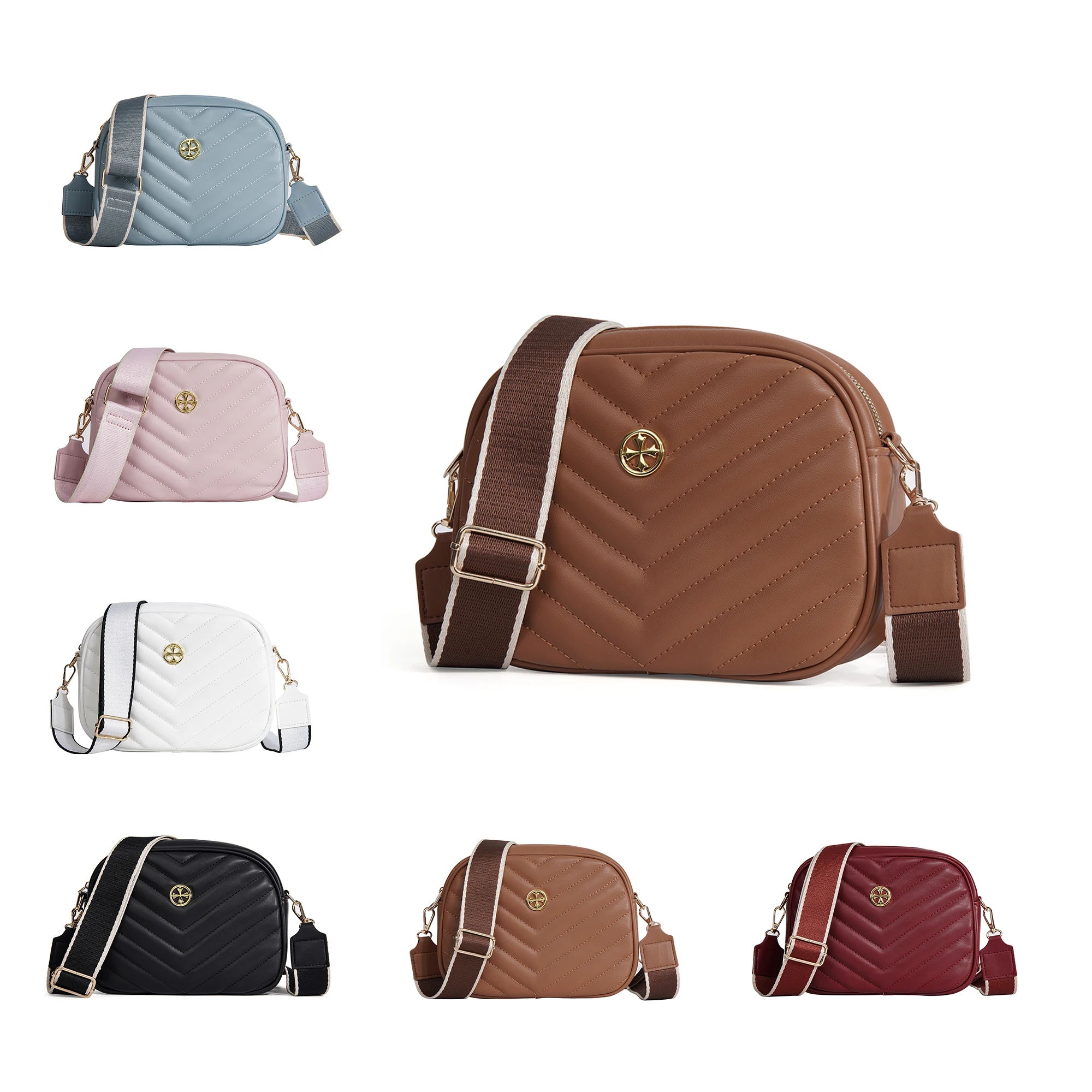 Baellerry Women's Cross-Body Zipper Shoulder Bag Large Capacity Quilted Fashionable PU Material Winter Autumn Summer All New