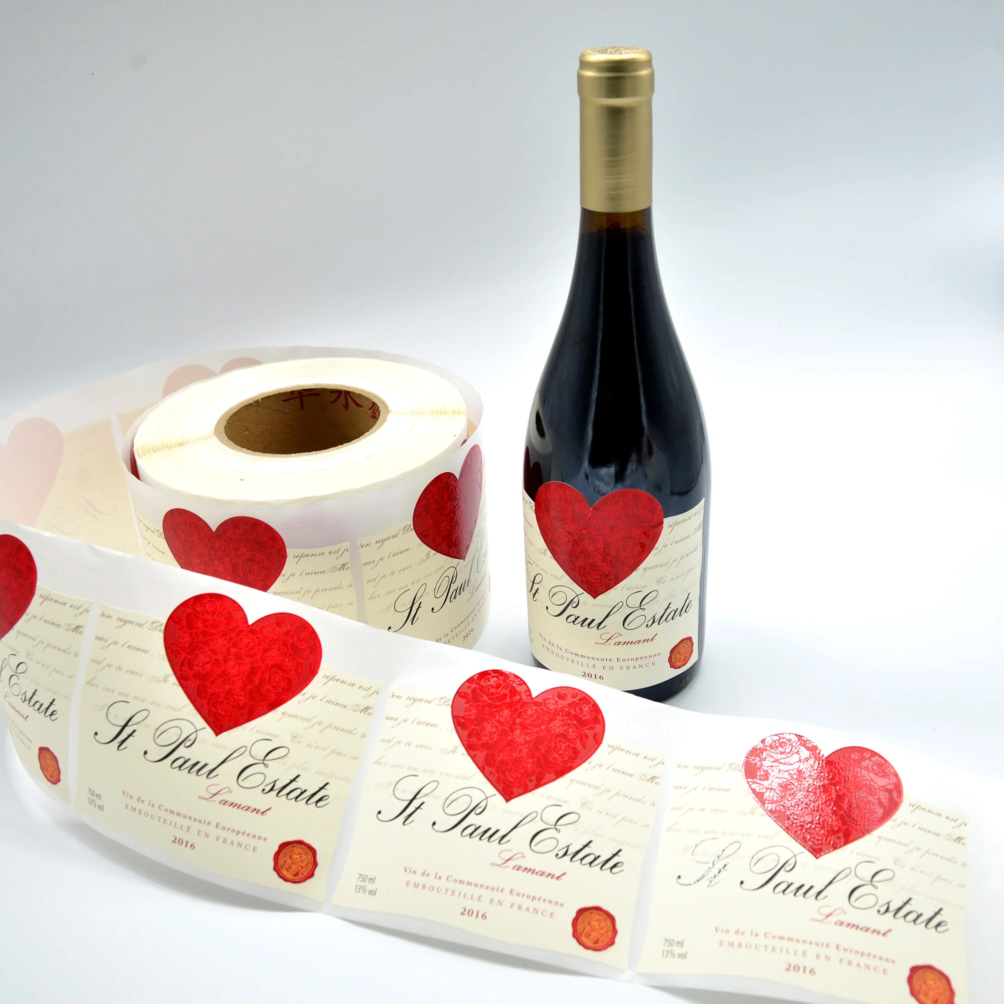 Custom Textured Embossed Velvet Label Roll  Bottle Sticker Wine Label